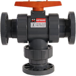 Hayward TW series 3-way ball valve with flanged connections