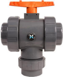 Hayward TW series 3-way ball valve with socket or threaded connections