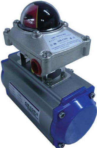 Compact rotary limit switch mounted to pneumatic actuator