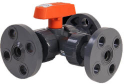 Hayward LA series lateral 3-way ball valve with flanged connections