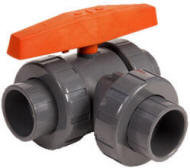 Hayward LA series lateral 3-way ball valve with threaded and socket connections