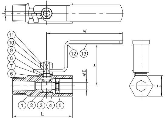 design of ball valve with M x F connections