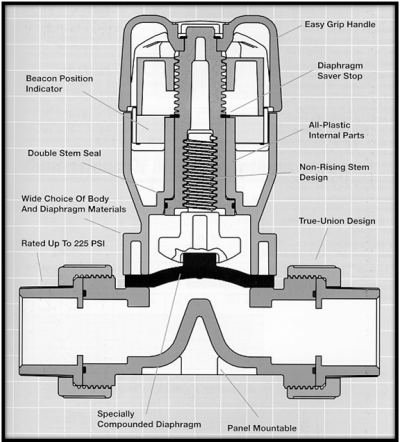 Cutaway view of a Hayward diaphragm valve